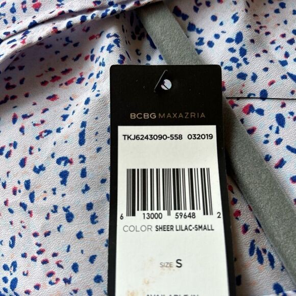 BCBGMaxazria Tara Sheer Lilac Shell Asymmetrical Dress Small - Picture 9 of 10